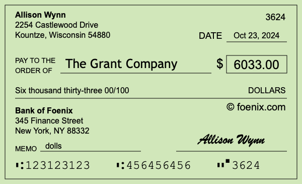 How to write a check for $6,033
