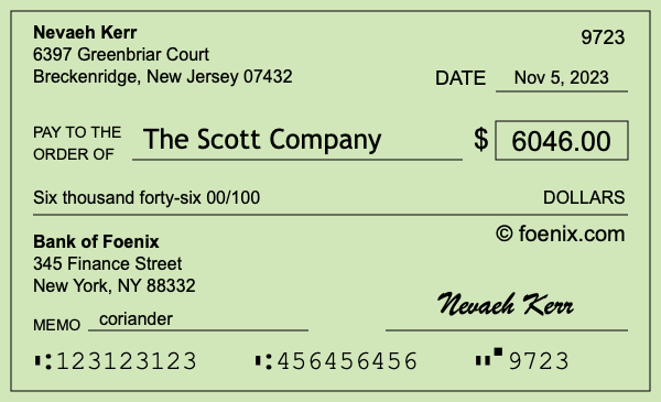 How to write a check for $6,046