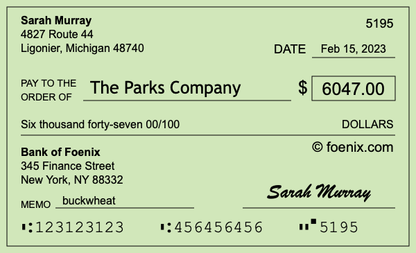 How to write a check for $6,047