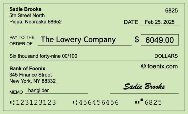 How to write a check for $6,049