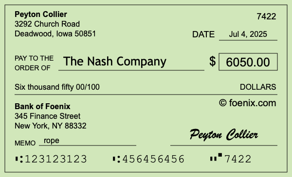 How to write a check for $6,050