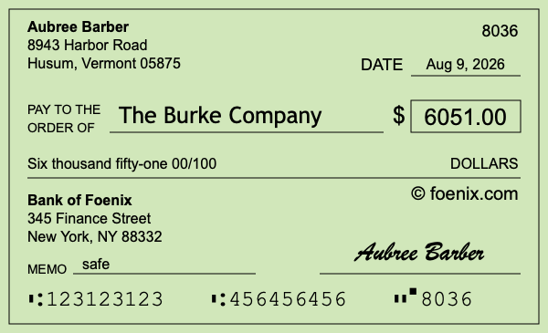 How to write a check for $6,051