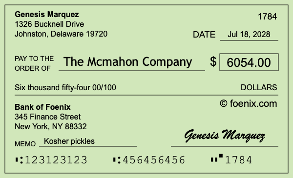 How to write a check for $6,054