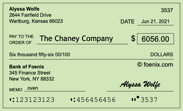 How to write a check for $6,056