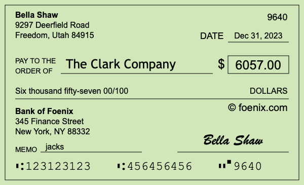 How to write a check for $6,057