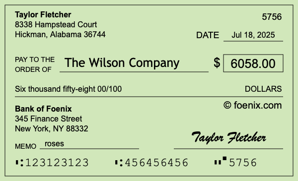How to write a check for $6,058