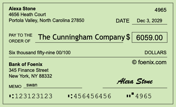 How to write a check for $6,059