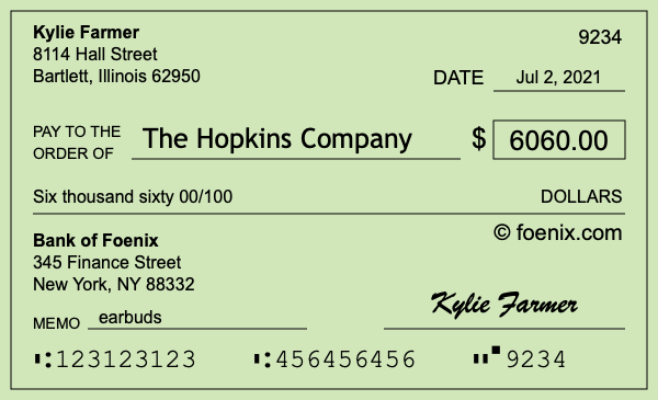 How to write a check for $6,060