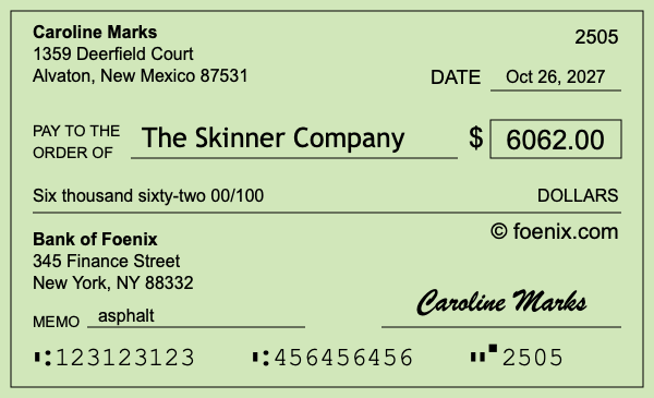 How to write a check for $6,062