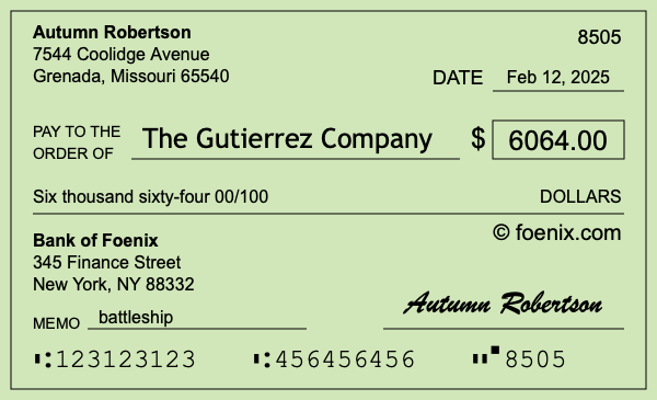 How to write a check for $6,064