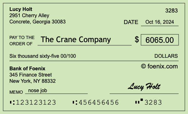 How to write a check for $6,065
