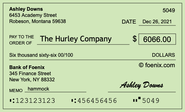How to write a check for $6,066
