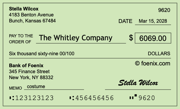 How to write a check for $6,069