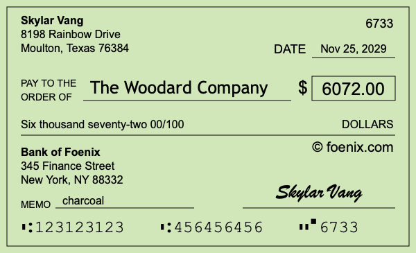 How to write a check for $6,072