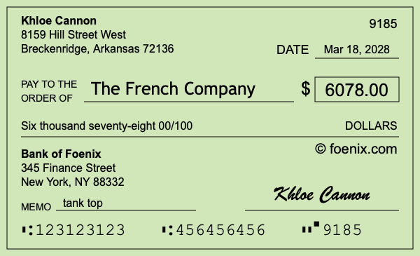 How to write a check for $6,078