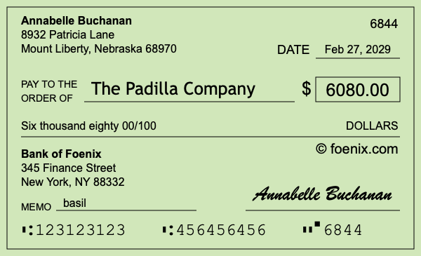 How to write a check for $6,080