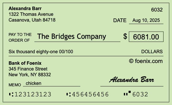 How to write a check for $6,081