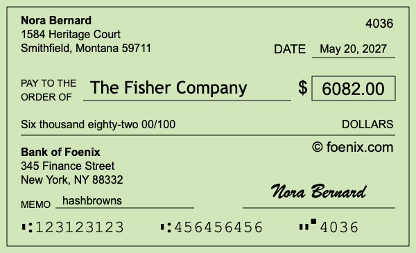 How to write a check for $6,082