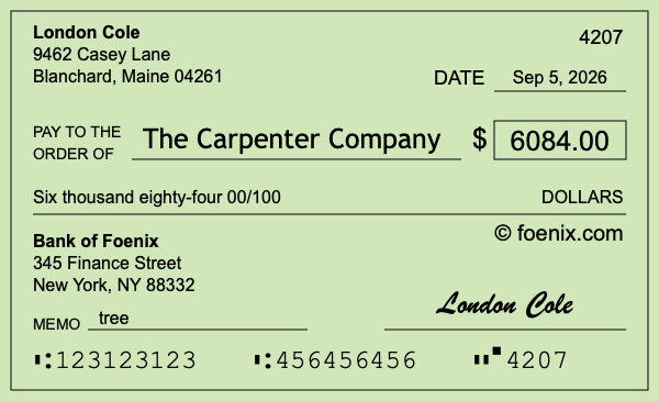 How to write a check for $6,084