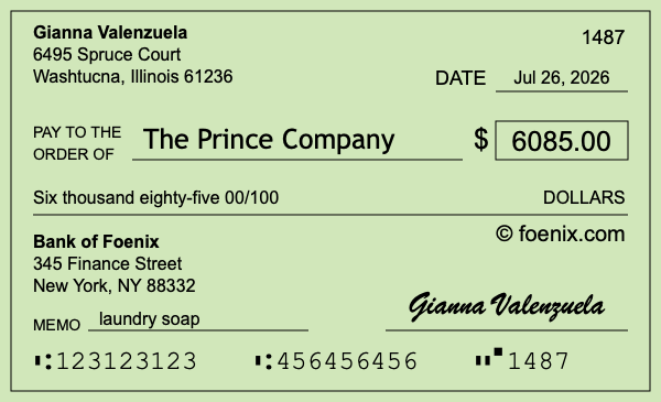 How to write a check for $6,085