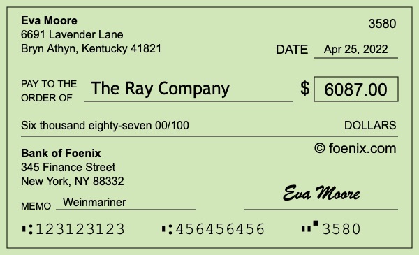 How to write a check for $6,087
