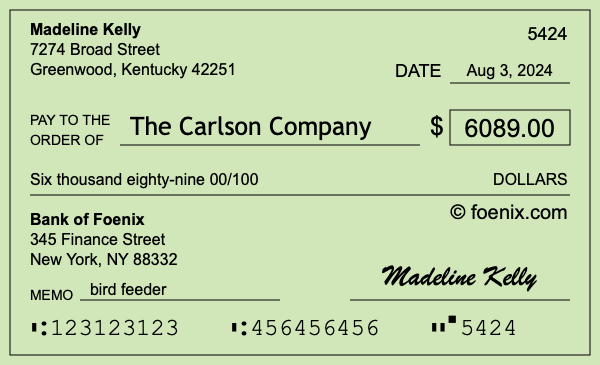 How to write a check for $6,089
