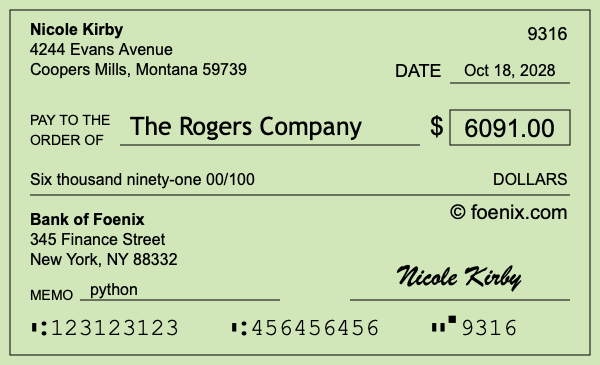 How to write a check for $6,091