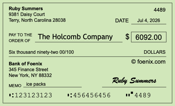 How to write a check for $6,092