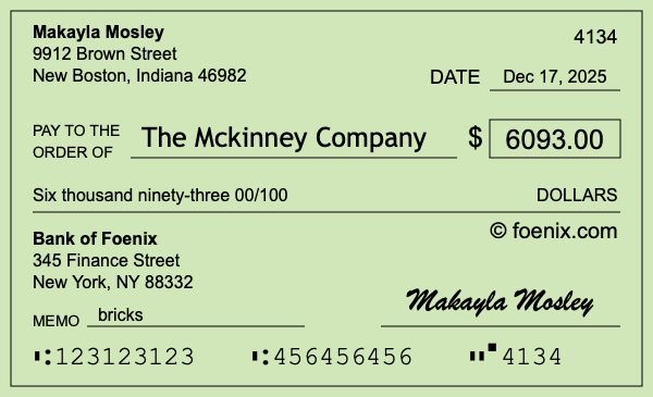 How to write a check for $6,093