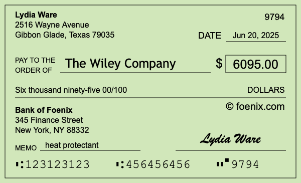 How to write a check for $6,095