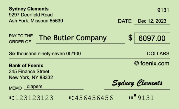 How to write a check for $6,097
