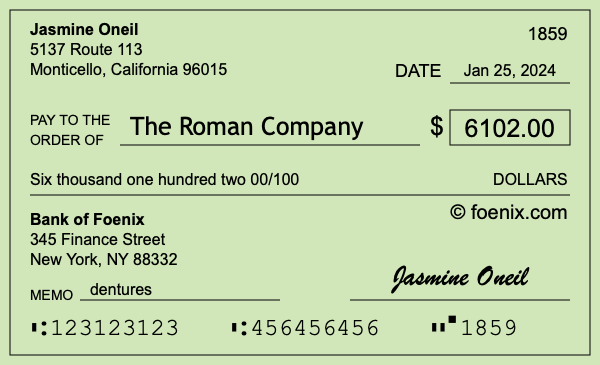 How to write a check for $6,102