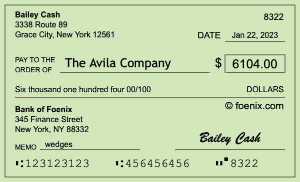 How to write a check for $6,104