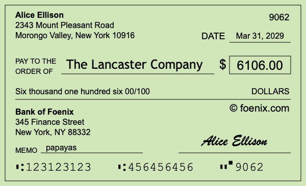 How to write a check for $6,106