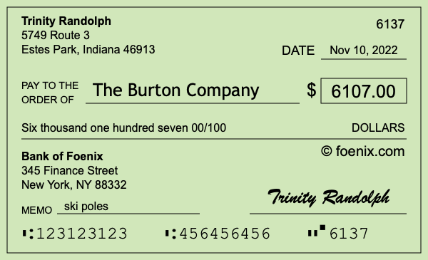 How to write a check for $6,107