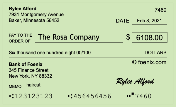 How to write a check for $6,108