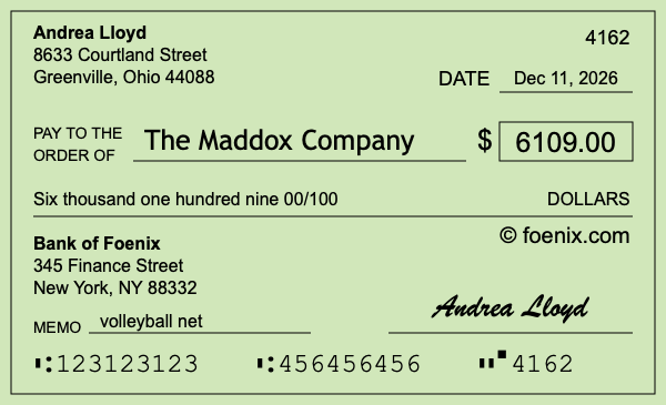 How to write a check for $6,109