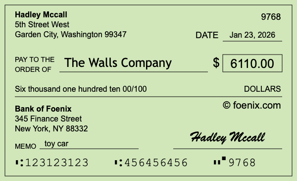 How to write a check for $6,110