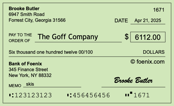 How to write a check for $6,112