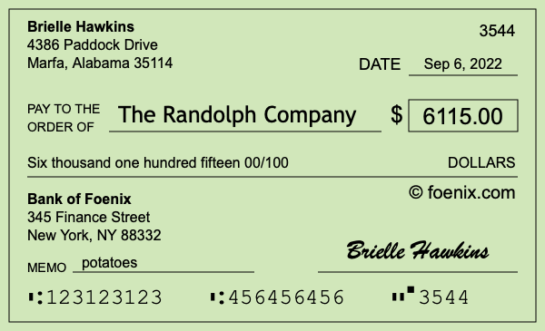 How to write a check for $6,115