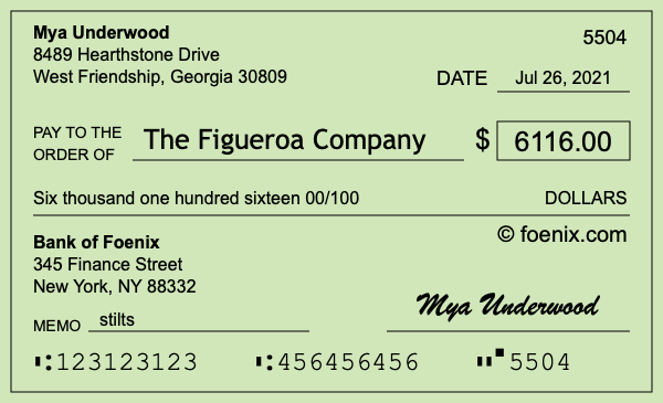 How to write a check for $6,116
