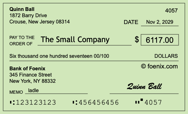 How to write a check for $6,117