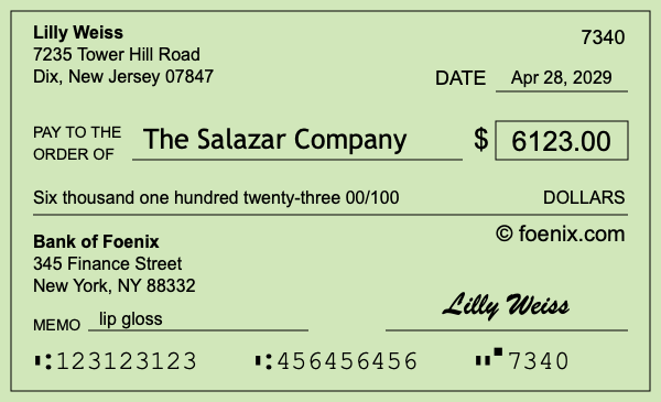 How to write a check for $6,123