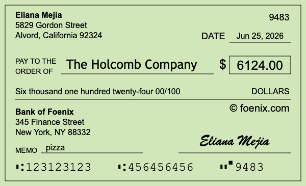 How to write a check for $6,124