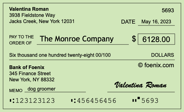 How to write a check for $6,128