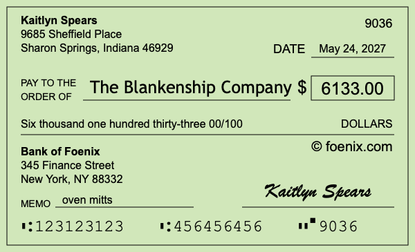 How to write a check for $6,133