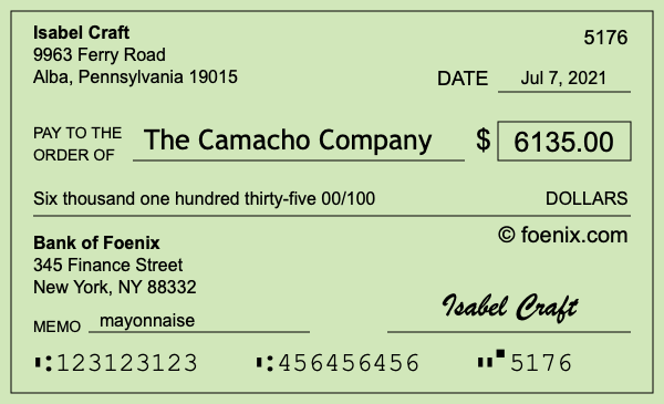 How to write a check for $6,135