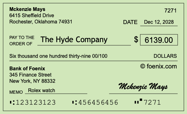 How to write a check for $6,139