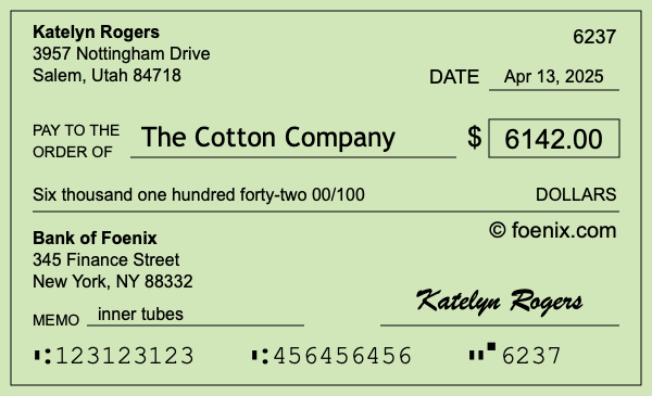 How to write a check for $6,142