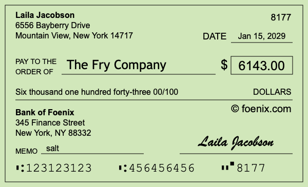How to write a check for $6,143